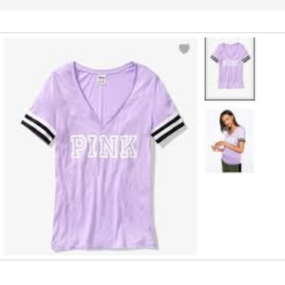 PINK Victoria's Secret Tops - VS🖤PINK-Short sleeve V-neck T-Shirt💜Size L-NWT💖